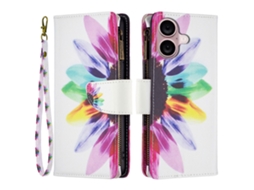 Capa Em Couro Pu Com Suporte Para Apple Iphone 16 Plus - Girassol