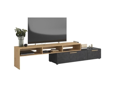 Móvel TV RAW - carvalho e Steam preto - 1 aba 1 gaveta - 4 módulos à escolha - 250 x 50 x 46,6 cm PARISOT