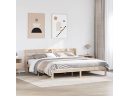 Estrutura De Cama Com Cabeceira 200x200 Cm Pinho Maciço