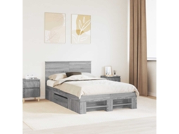 Vidaxl Estrutura Da Cama Cinza Sonoma 120 X 200 Cm Madeira Processada
