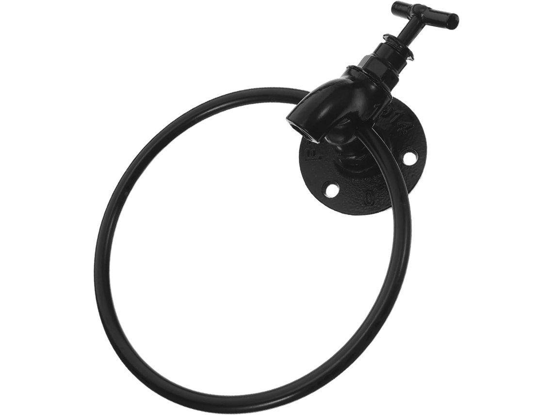 Porta-toalhas Redondo De Ferro Preto Em Estilo Rústico Vintage, Com