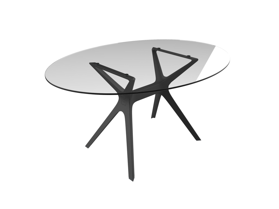 Mesa Oval Interior 150x110 Preto - Vidro Vela M Resol