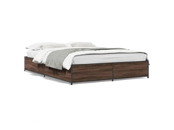 Bed Frame, Bed Frames Vidaxl Marrom Madeira Processada (140 X 200 Cm)