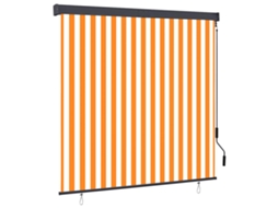 Vidaxl Estore De Rolo Para Exterior 160x250 Cm Branco E Laranja