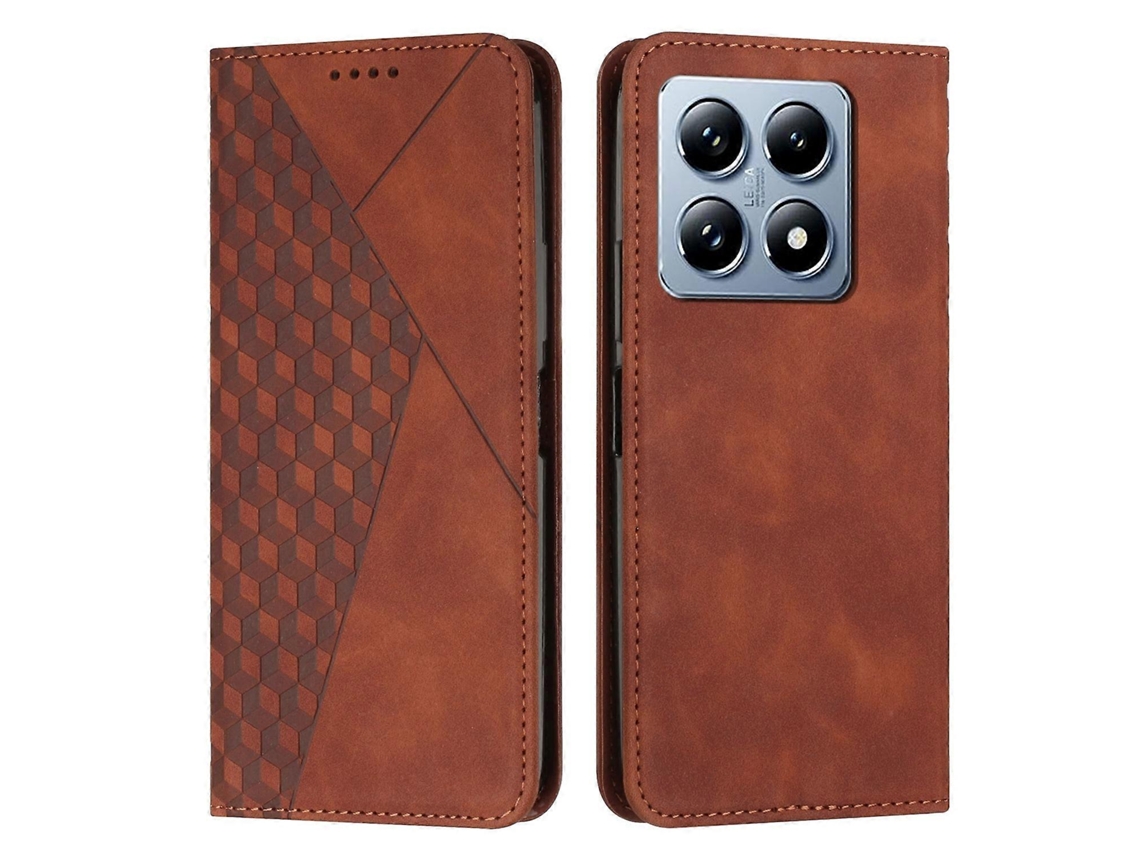 Capa De Celular Em Couro Magnético Com Textura De Diamante Para Xiaomi 17 Pro Max