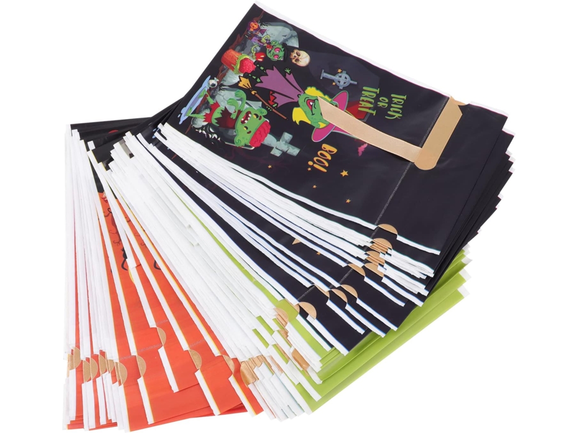 Conjunto De 50 Sacolas Com Cordão Decoradas Para O Halloween, Festas E Para Guardar Doces E Surpresa Gokoco