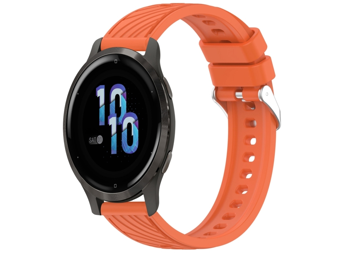 Bracelete para Garmin Venu 2s Silicone Textura Listrada com Fivela de Aço Prate Laranja XIAOMOYU (18mm)