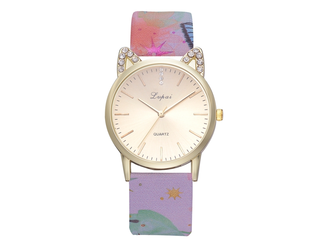 Relógio Mulher Pulseira Pu Liga Quartzo Estilo Simples Orelhas de Gato 1