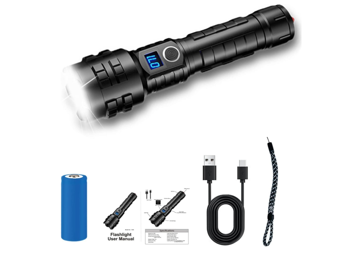 Lanternas de Alto Lúmen Recarregáveis Lanterna de Alto Lúmen Atualizada Lanterna Super Brilhante Led Lanternas Poderosas Pretas TURMIN