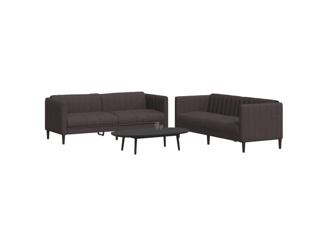 Vidaxl 2 Pcs Conjunto De Sofás Tecido Castanho-escuro