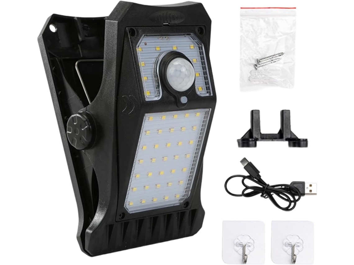 Luminária De Parede Solar, Em Ferro, 42 Cm, Para Jardim E Varanda