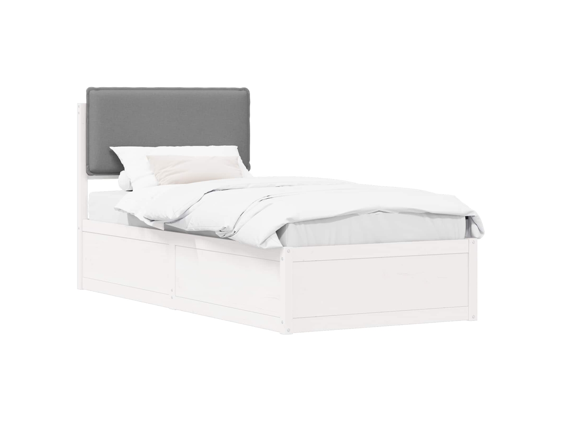 Estrutura de Cama com Cabeceira Estofada em Cinzento Claro MAISON EXCLUSIVE