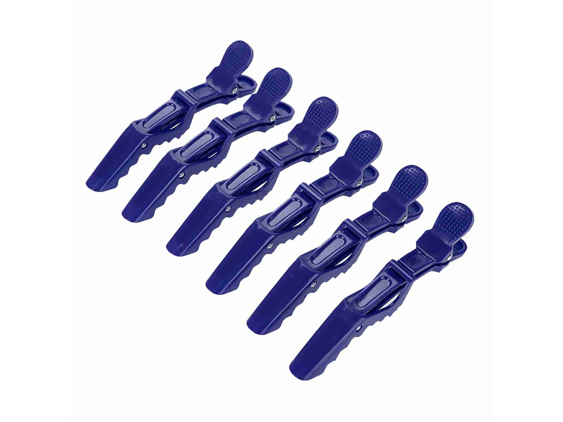 6 Prendedores De Cabelo De Jacaré Anti Derrapante Com Presilha Simples Acessório Para Cabelo Azul