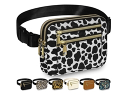 Bolsas Cintura Feminina Fashion, Bolsa Transversal Impermeável Para Academia, Corrida E Viagens Padrão De Vaca