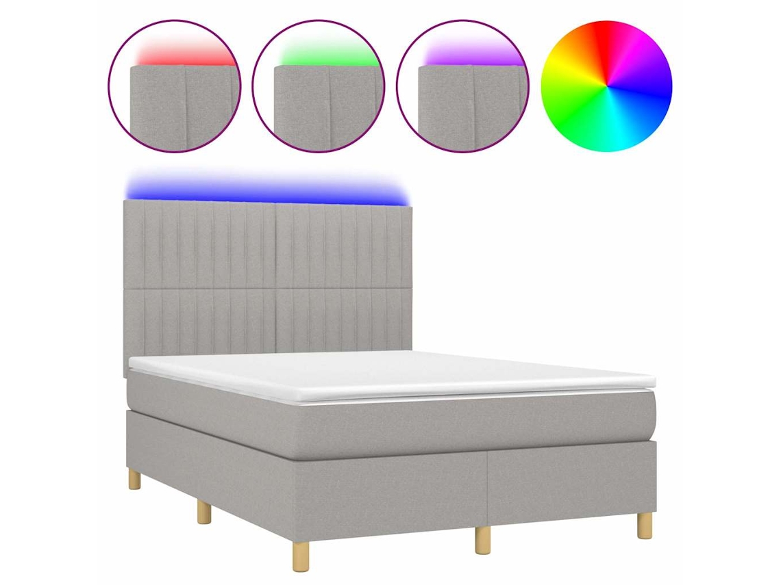 Box Spring Bed, Box Spring Beds Vidaxl Cinzeto Tecido (140 X 200 Cm)