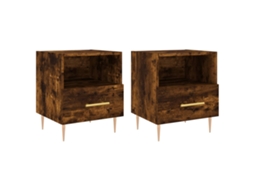 Bedside Cabinet, Bedside Cabinets Vidaxl Marrom Madeira Processada (n/a)