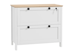 Móvel Arquivador Com 2 Gavetas 2 Barras Suspensas Para Tamanho A4 E 2 Chaves 79x40x72 Cm Branco E Madeira