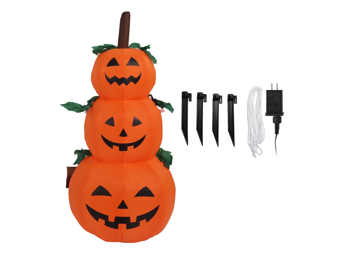 Fatiainflável de Halloween com 3 Abóboras Empilhadas, Luz 100‑240v para Jardim e Festa Plug Eua LAXISCREED