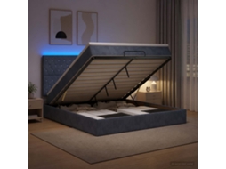 Vidaxl Cama Ottoman Com Colchão E Led Cinzento-escuro 140 X 200 Cm
