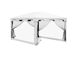 Guarda-sol grande com proteção UV 50+ e cobertura ajustável Ø2,67x2,38m com listras em azul e branco