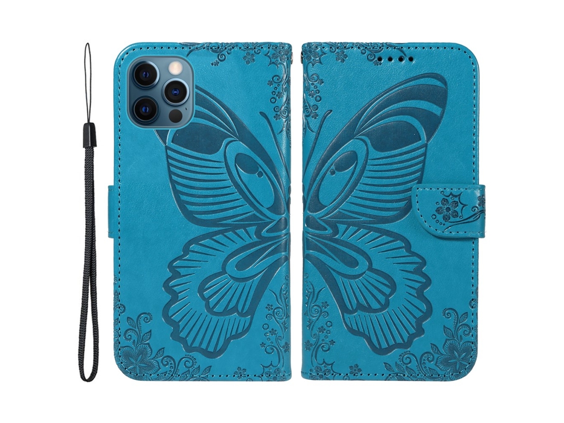 Capa para iPhone 13 Pro Pele Sintética Azul