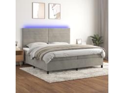 Vidaxl Cama Box Spring C/ Colchão/led 200x200 Cm Veludo Cinzento-claro