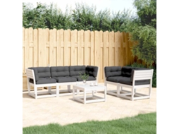 Vidaxl 5 Pcs Conj. Sofás De Jardim C/ Almofadões Pinho Maciço Branco
