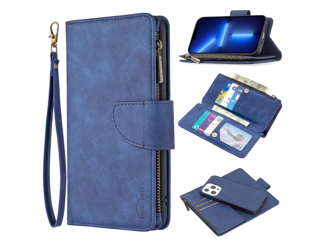 Capa Amovível Inch Para Iphone 13 Pro Pele Sintética Azul