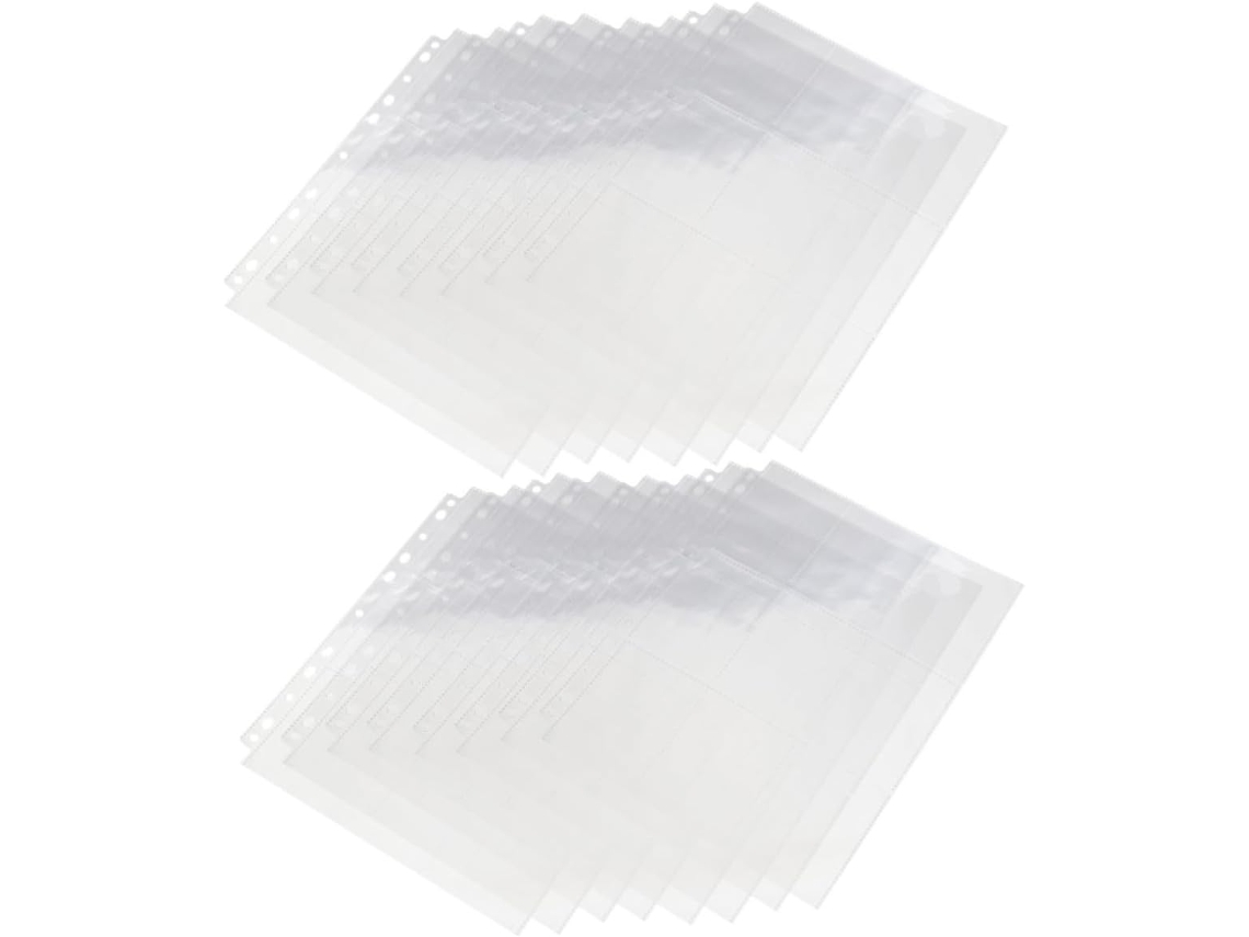 50 Pochettes Transparentes Para Álbuns Foto A4 9 Compartimentos 11 Trous Compatíveis Classeurs À 3 Anneaux