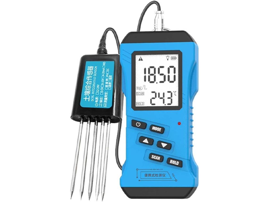 Analisador De Solo Digital 7em 1 Para Ph, Umidade, Temperatura, Nitrogênio, Fósforo, Potássio E Condutividade