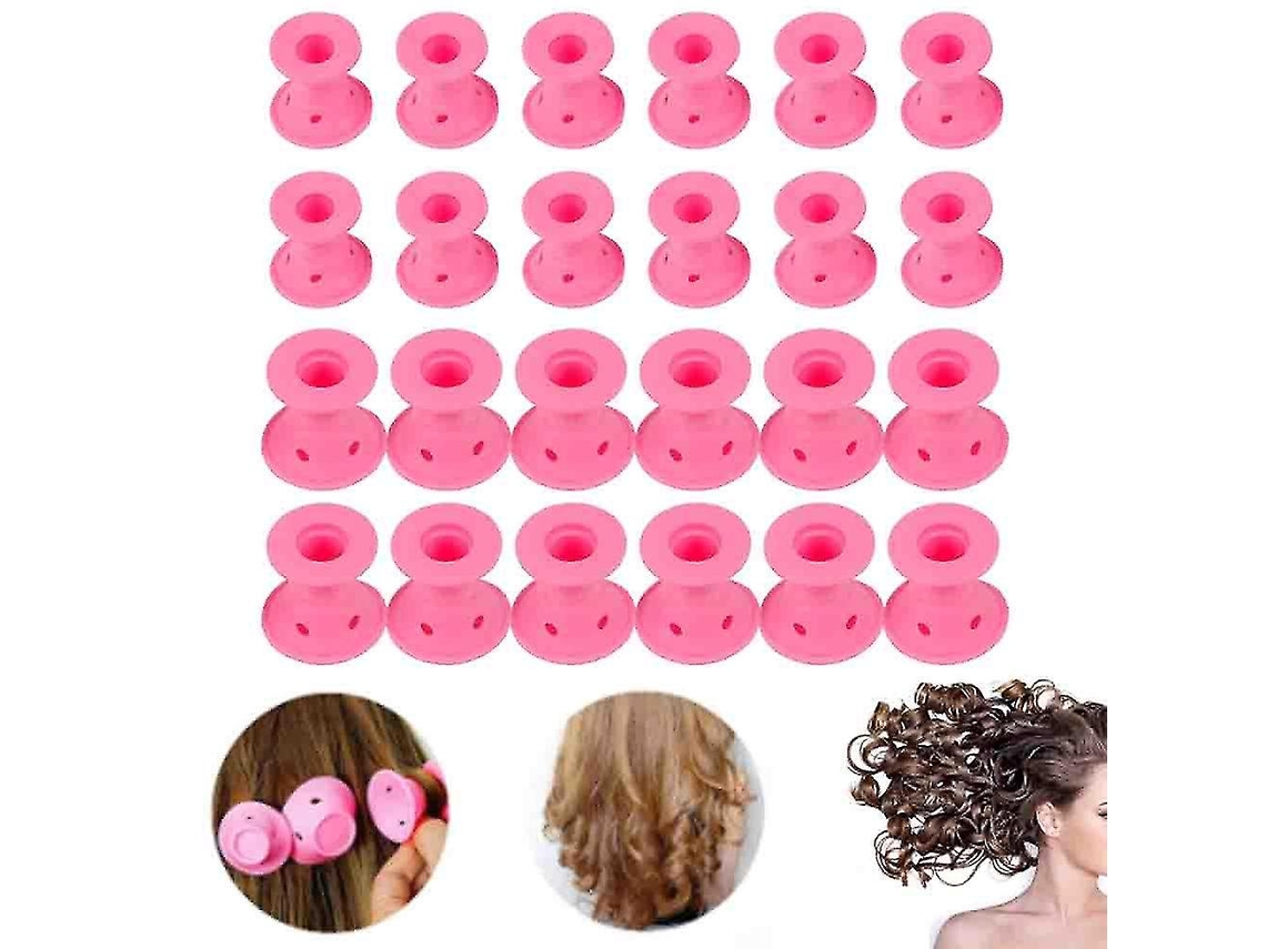 24 Rolos Mágicos Cabelo Borracha Macia Silicone Ferramenta Diy Estilização