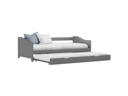 Vidaxl Estrutura Sofá-cama De Puxar 90x200 Cm Madeira Pinho Cinzento
