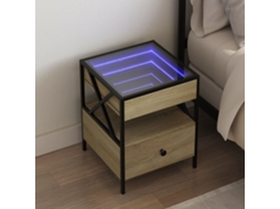 Vidaxl Mesa De Cabeceira C/ Led Infinity 40x40x51 Cm Carvalho Sonoma