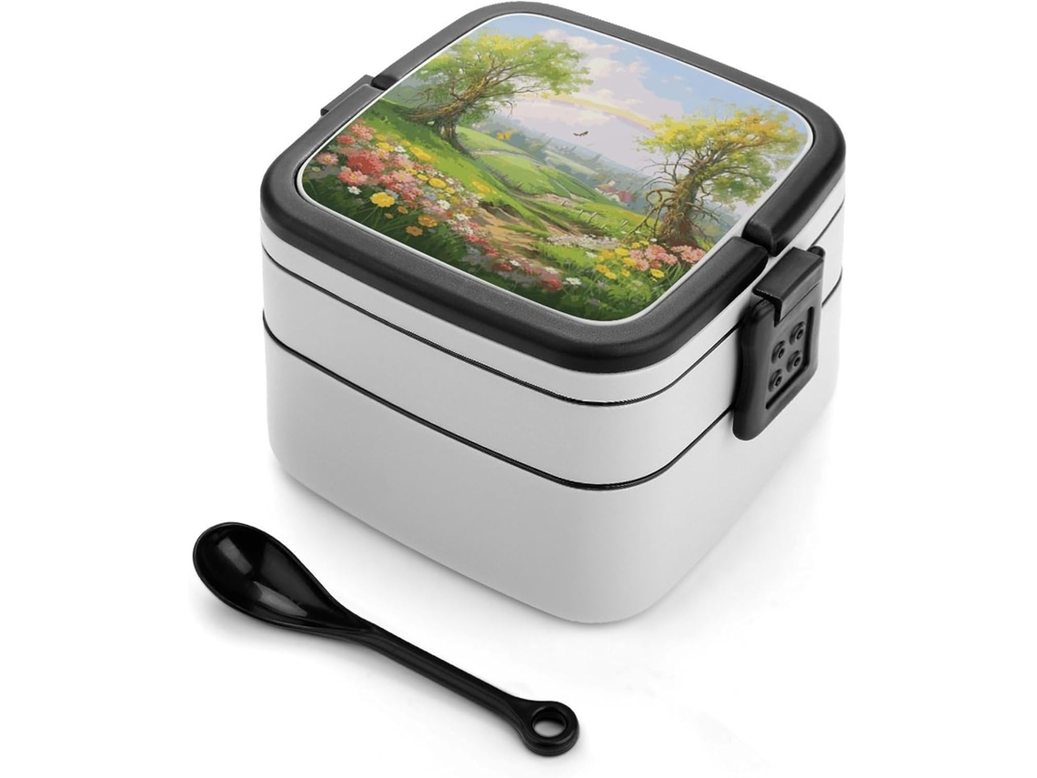Marmita Bento De Dupla Camada Com Design Minimalista Moderno, Empilhável, À Prova De Vazamentos, Formato Retangular