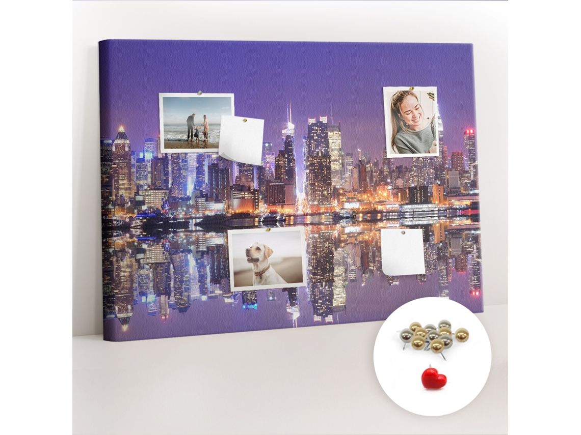 Painel De Cortiça Para Parede Nova Iorque À Noite Para O Quarto Das Crianças Espelharte (70x100 Cm)