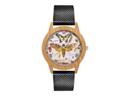 Reloj De Cuarzo Unisex Con Correa De Malla De Acero, Dial Redondo, Casual (negro)