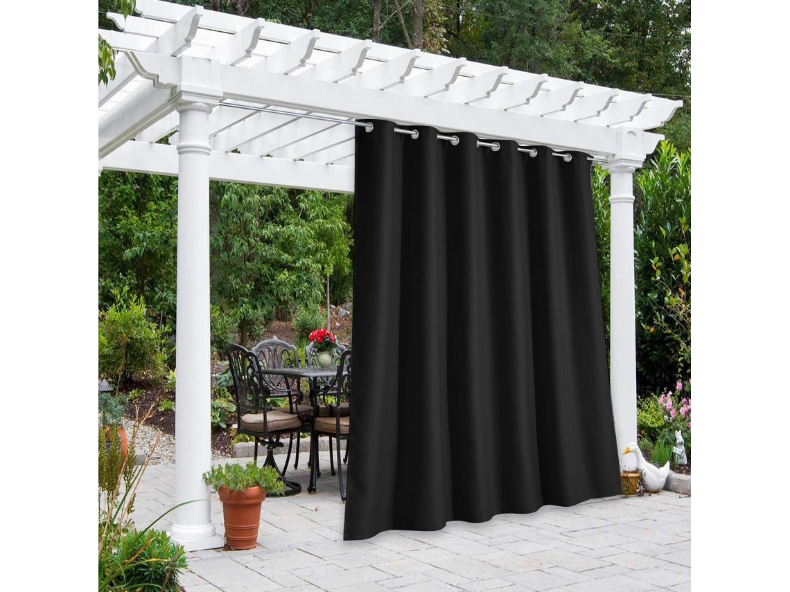 Cortina Blackout Impermeável Anti uv 2pc Tecido Poliéster Sólido 132x183cm Preto