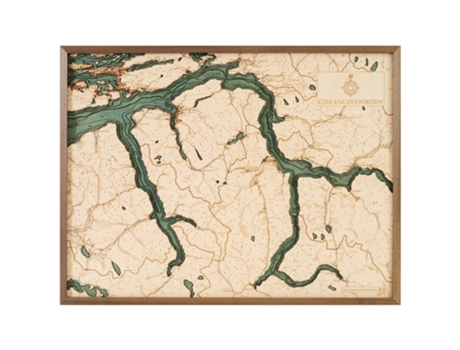 Mapa 3D com Moldura Fiordes de Geiranger L Madeira Multicolorido 81X6X61 Cm CUTTING BROTHERS