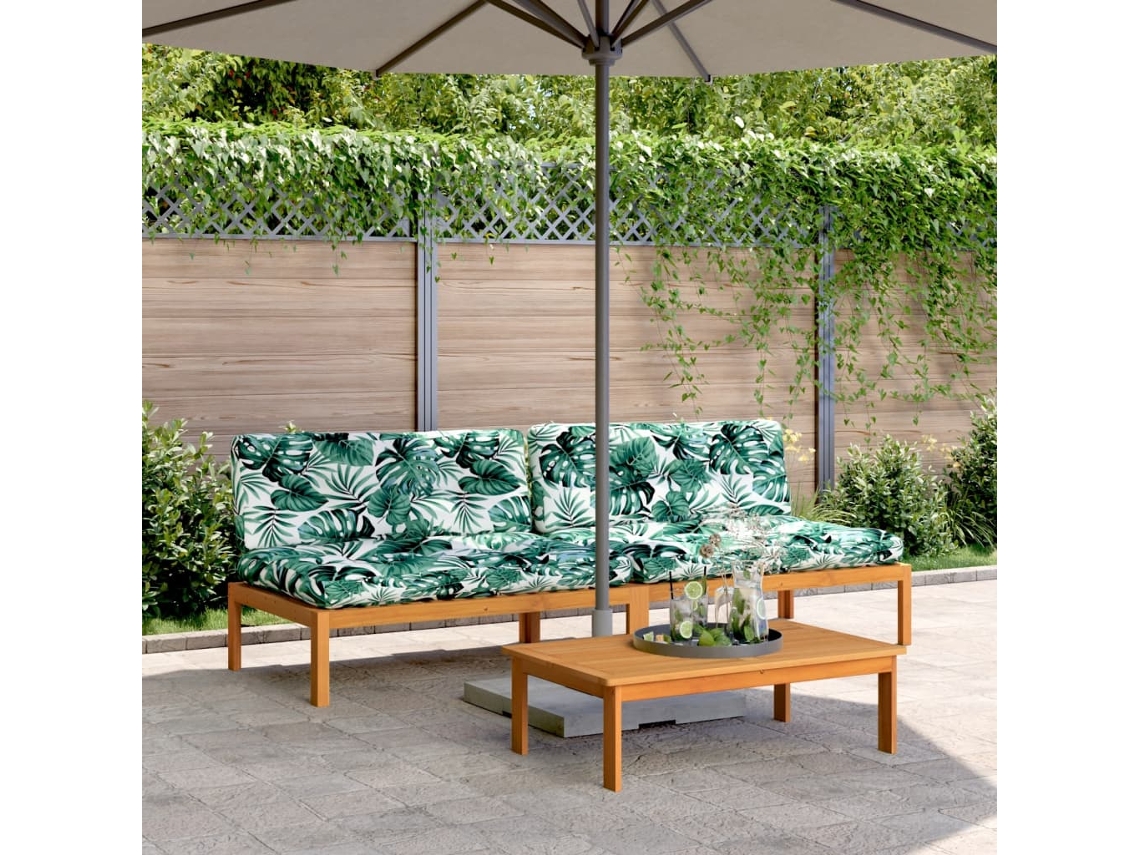 Vidaxl Sofás Centro Paletes P/ Jardim 2pcs C/ Almofadões Acácia Maciça