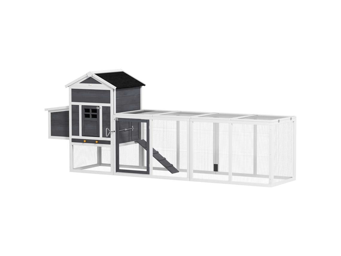Galinheiro metálico grande 3x3,4x1,9 m, cobertura impermeável, prata