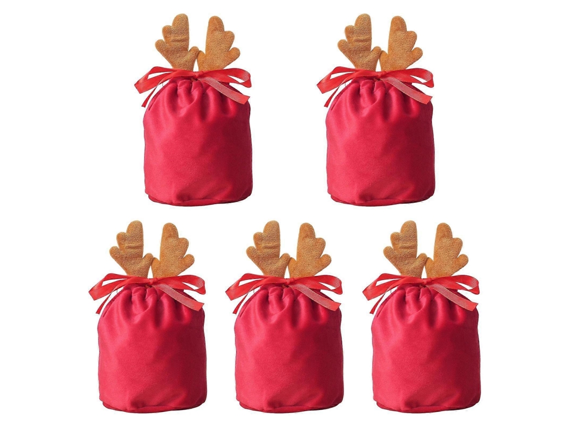 Sacolas De Presente Natalinas Com Cordão, Tecido, Design De Chifres, Presentes