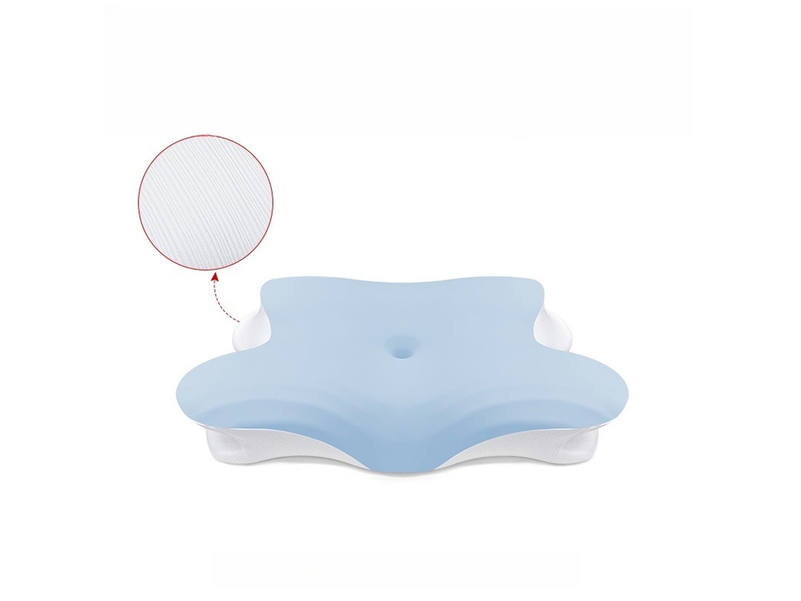 Travesseiro Cervical Ortopédico, Espuma Viscoelástica, Alívio da Dor, Alívio no Pescoço, 62 X 42 X 9/11cm, Azul AQUAFORGE