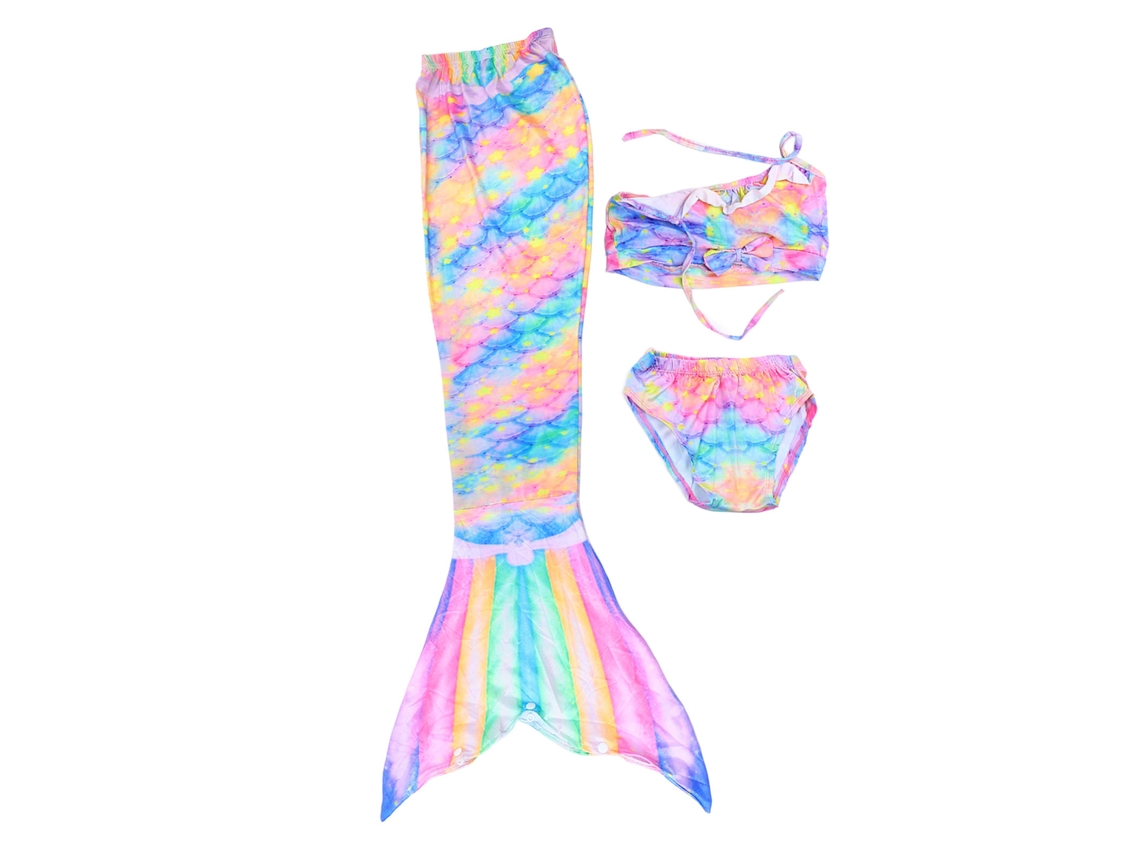 Traje de Banho Infantil 3 Peças Menina Cauda 140cm