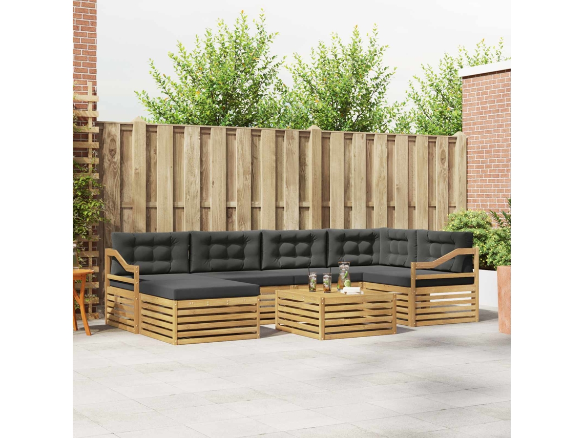 Vidaxl Conjunto De Sofás Para Exterior 7 Unid. Branco E Antracite