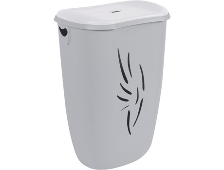 Baú Para Roupa Suja Flora 40 L Cinza Concreto E Branco Cal 40 X 30 X 57 Cm Eda Plastic Eda Plastique