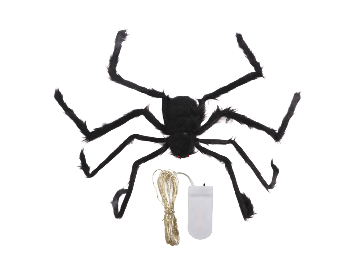 Primerox aranha de Pelúcia Iluminada Grande Preta Assustadora 4.1ft para Decoração de Halloween