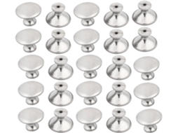 Puxadores Redondos Aexit Para Armário Cômoda, Com Superfície Plástica Polida, Tom Prateado, 30mm X 23mm, Pacote Com 25 Unidades