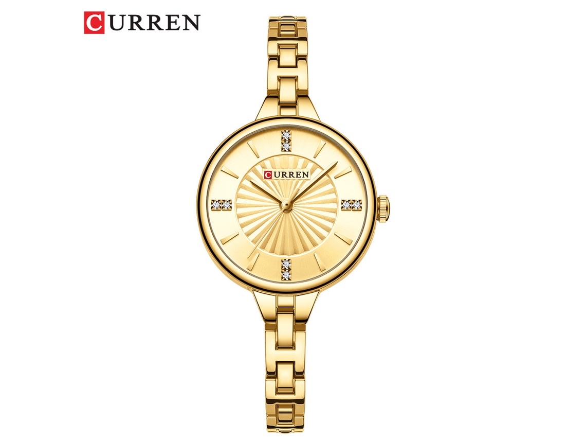 Relógio Feminino (cinta Dourada, Case Dourado E Face Dourada), Pulseira Casual Minimalista, Relógio Quartz Com Pulseira De Aço Resistente À Água