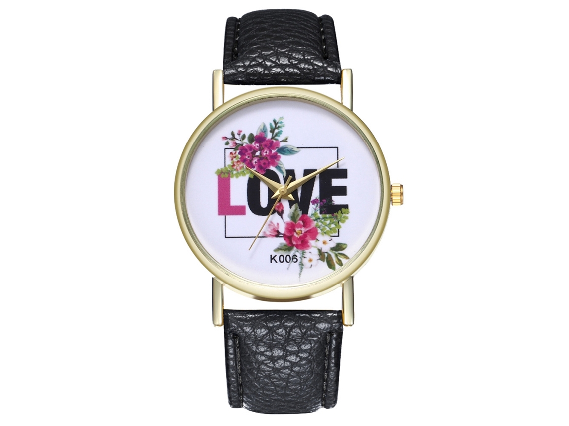 Reloj De Pulsera Para Mujer Analógico De Cuero Pu Simple Quartz Zhoulianfa Negro