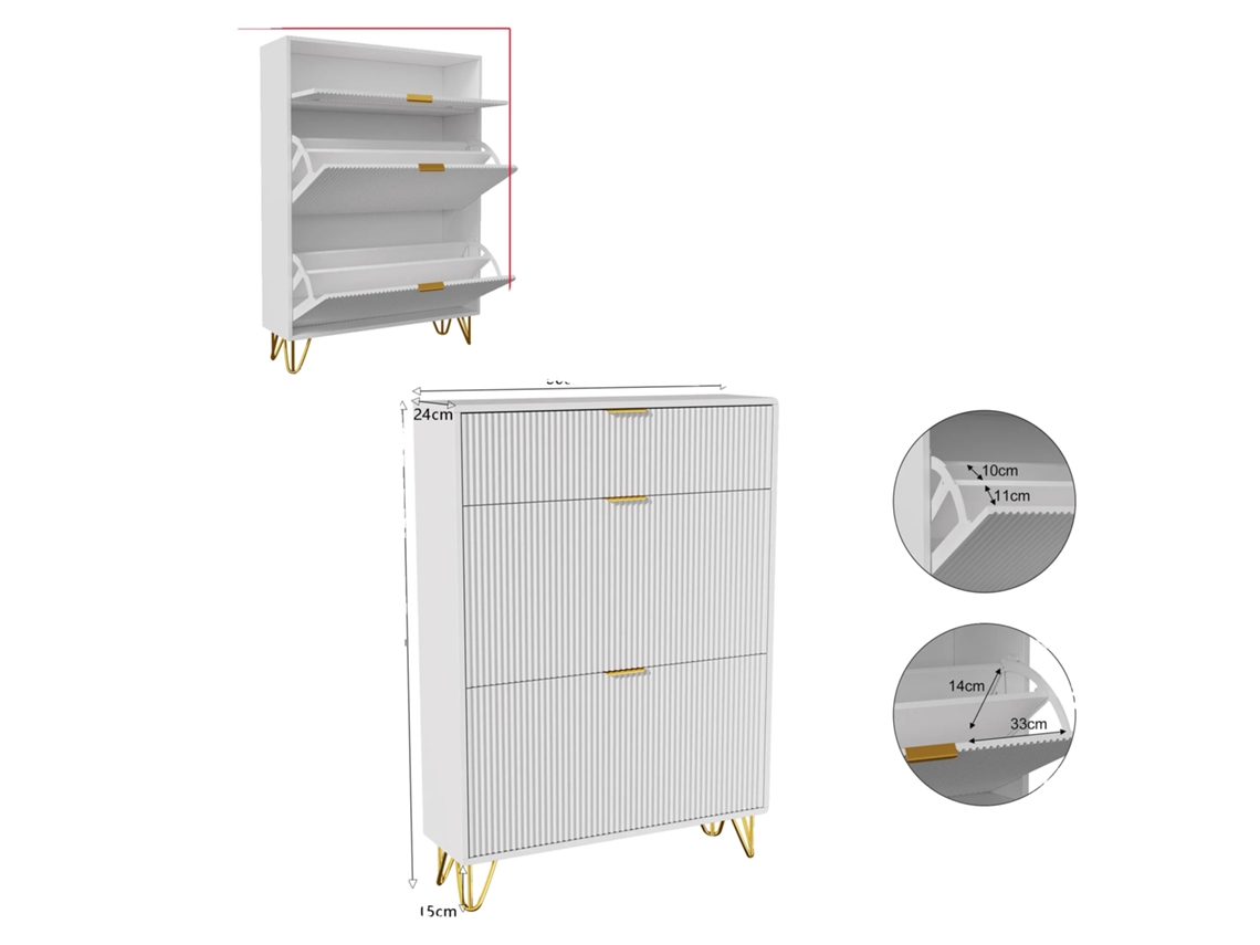 Armário De Sapatos, Design Moderno, Grande Capacidade De Armazenamento, Branco B 80x24x118cm